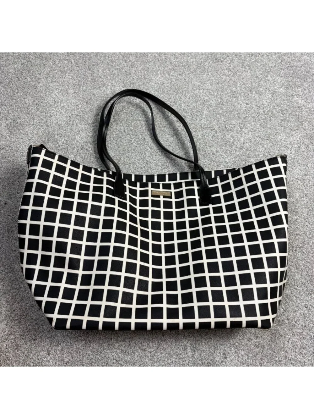 Kate Spade Diaper Bag Black White Check with Changing Pad flaw